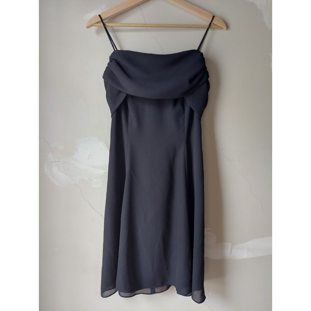 Y2K Vintage Chiffon Black Dress Strappy Betsy & Adam Sz 8 Home Coming Formal